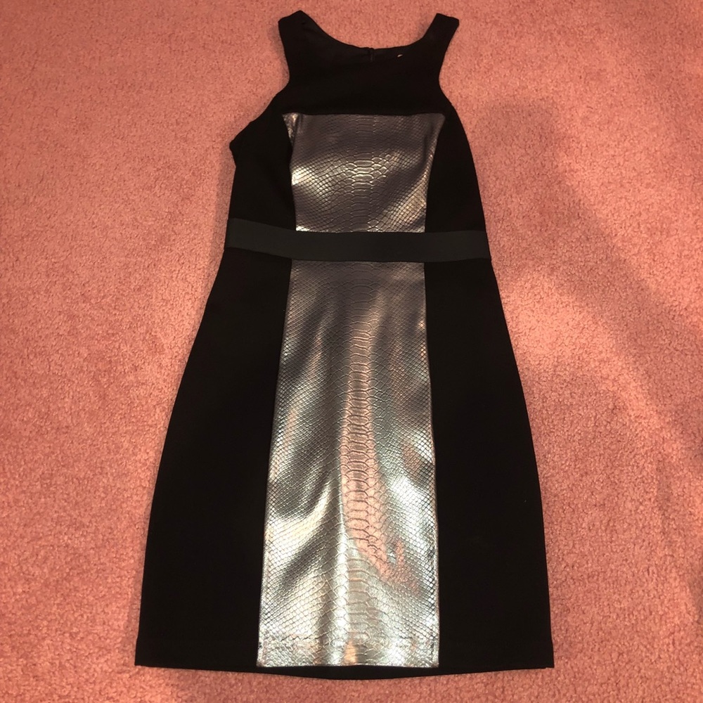 Black dress with silver snakeskin